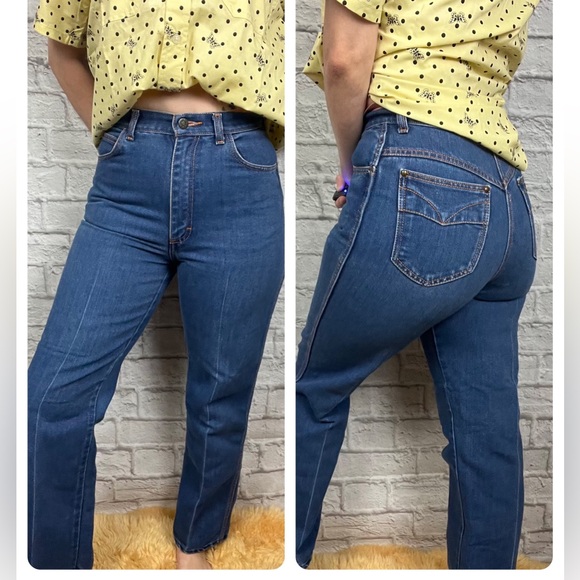 Gitano Denim - Vintage 1970s Gitano High-waisted, straight-leg blue jeans size 2